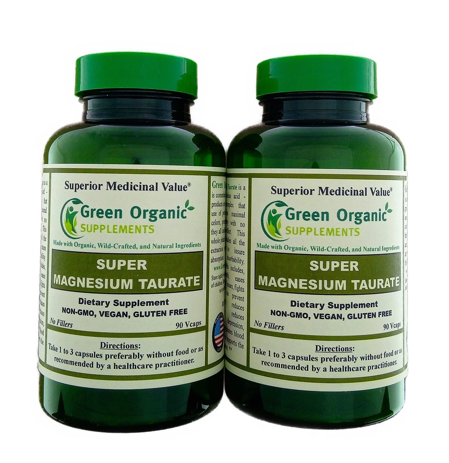 Green Organic Supplements MAGNESIUM TAURATE (Pack 2)