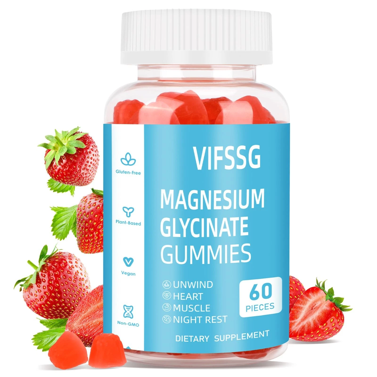 Magnesium Glycinate Gummies 400mg, Sugar Free Gummies with Magnesium L-Threonate