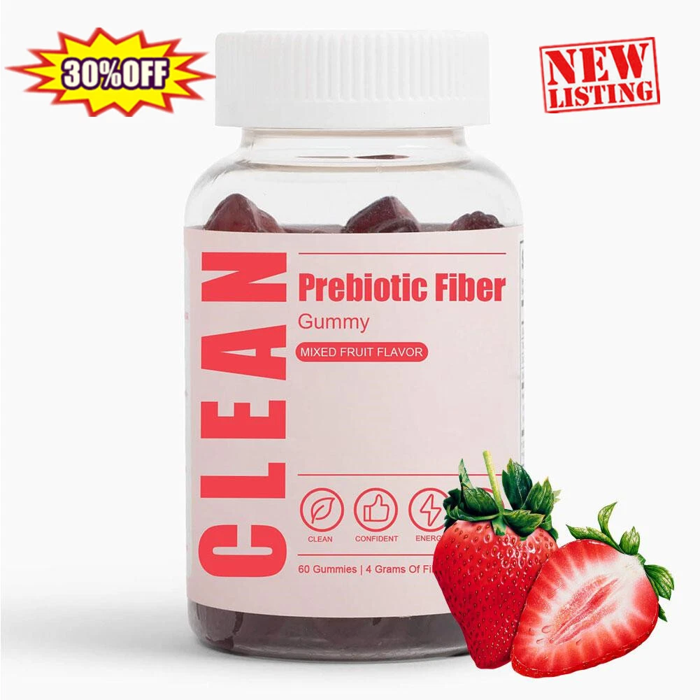 60 Gummies Clean Prebiotic Fiber Gummy, Clean Prebiotic Fiber Gummy for Men