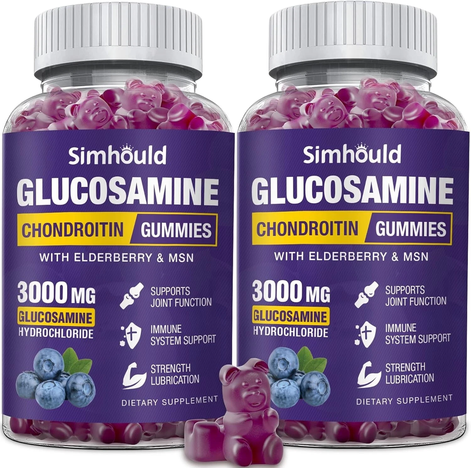 2 Pack Glucosamine Chondroitin Gummies 3000MG Joint Support Supplement