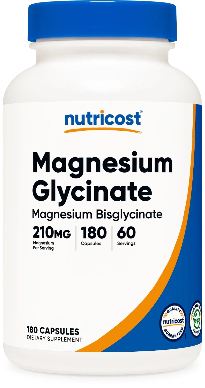 Nutricost Magnesium Glycinate Capsules (180 Capsules, 210 mg Per Serving)