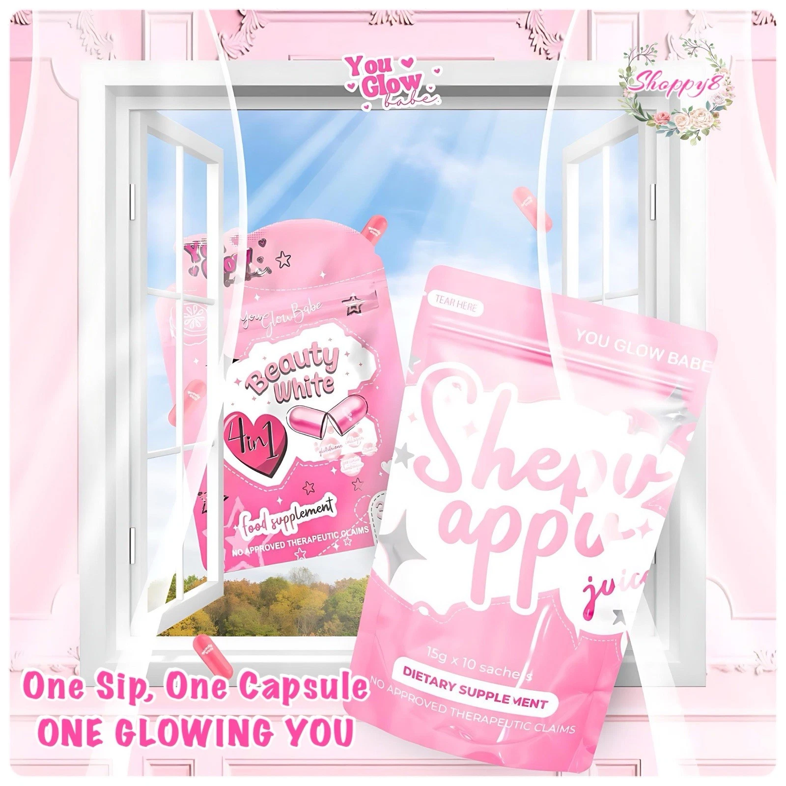 You Glow Babe BEAUTY WHITE 4 in 1 Glutathione + Shape Up Shepu Appu Juice Combo