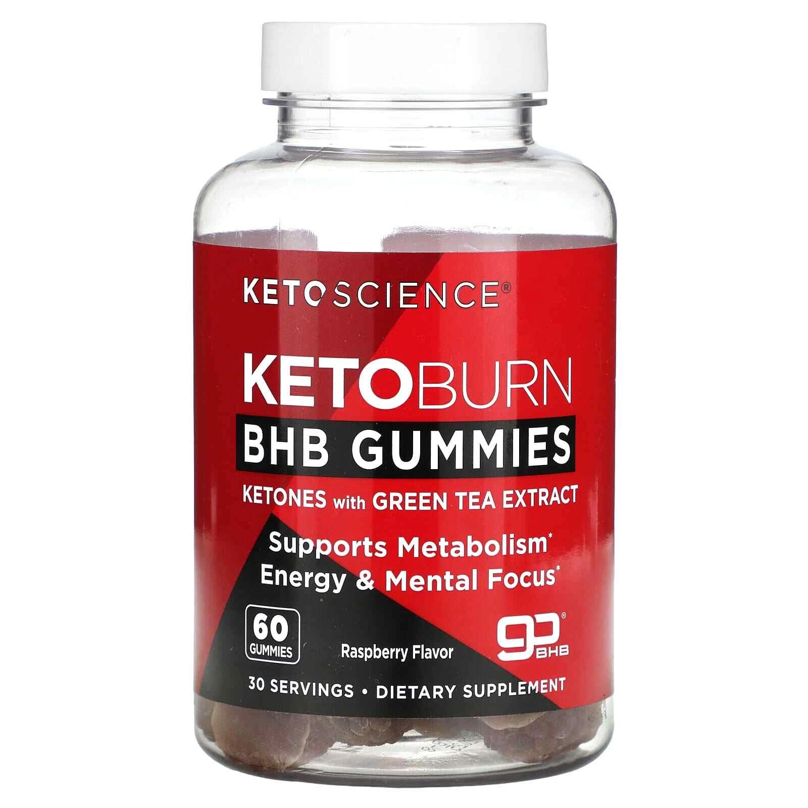 2 X Keto Science, Keto Burn BHB Gummies, Raspberry, 60 Gummies