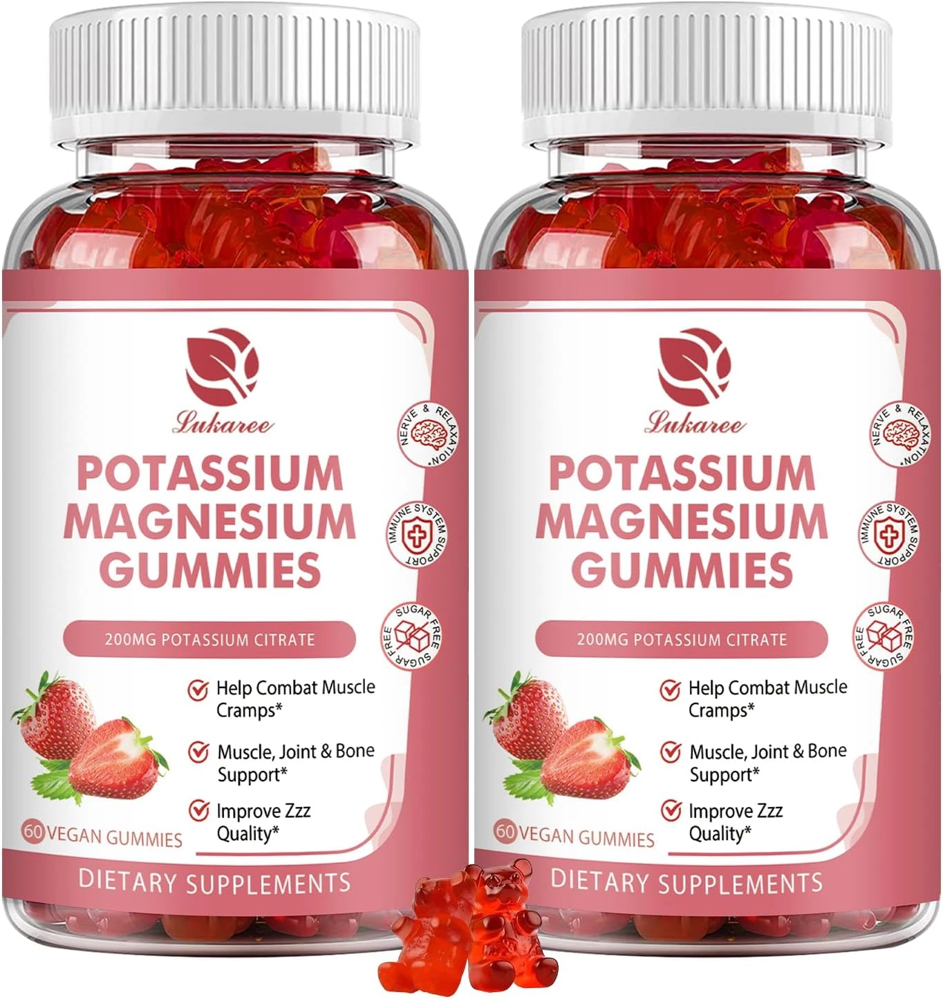 Magnesium Potassium Supplement Gummies - New Formula Calm Magnesium Glycinate Gu