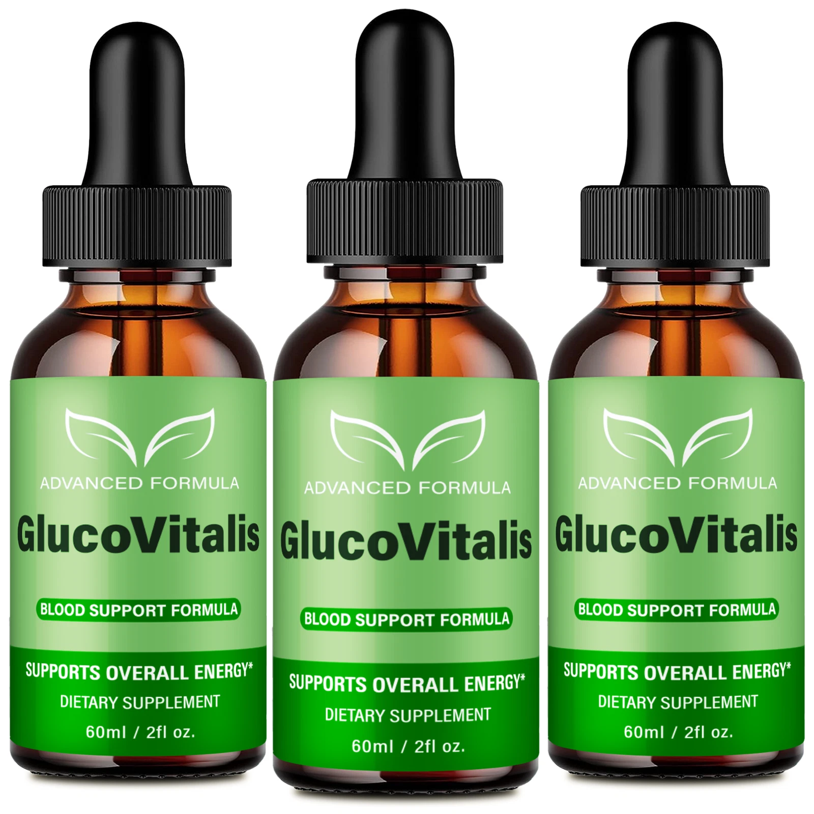 (3 Pack) GlucoVitalis Liquid Drops for Blood Sugar and Blood Pressure Support