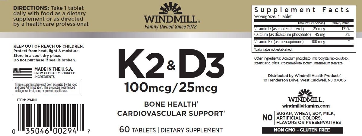 Vitamin K2 & D3 Supplement – Bone, Heart & Immune Support – High Absorption 60 T