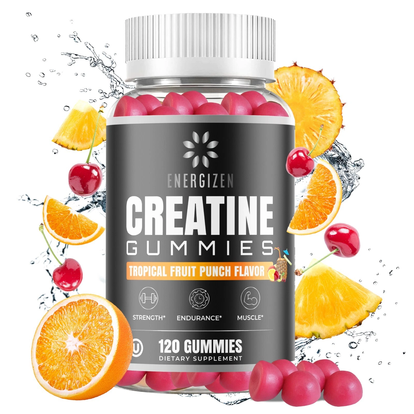 Creatine Monohydrate 5g Gummies for Men & Women Kosher-Halal 120 Gummies 10/26