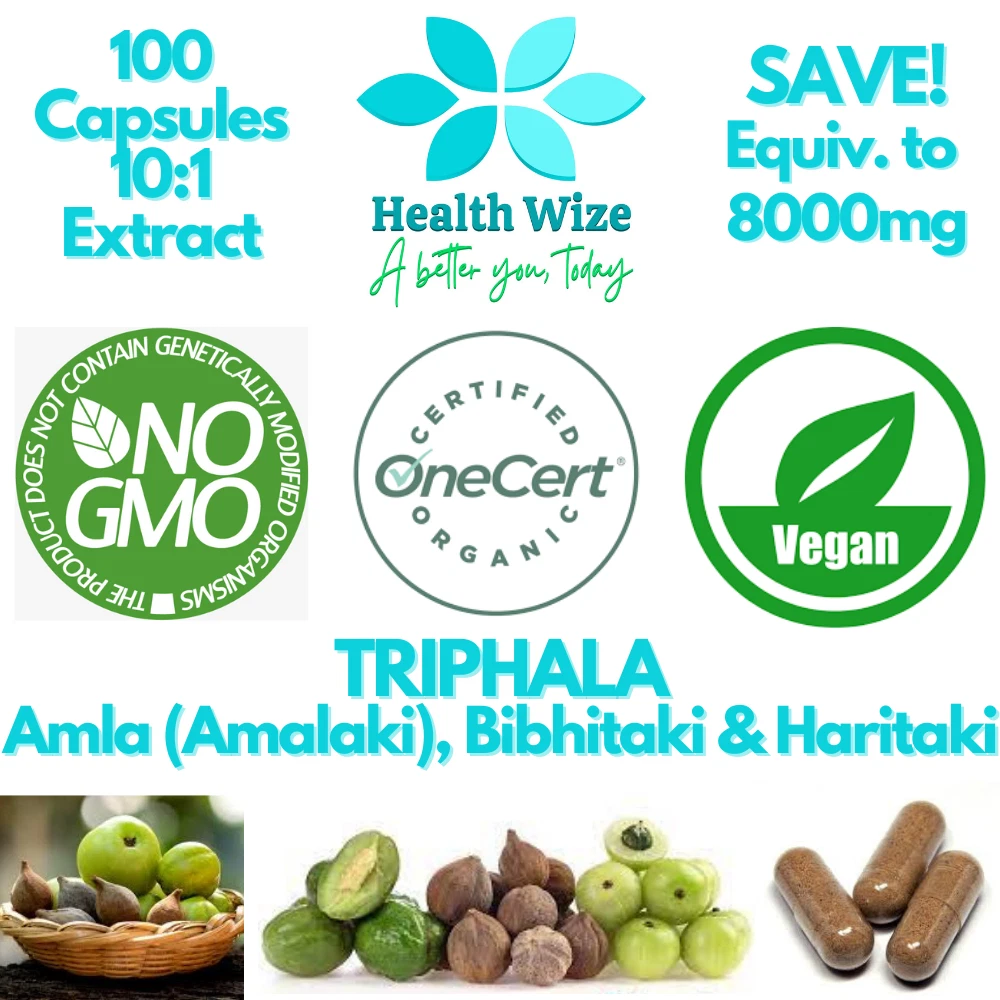 Triphala Organic Extracts 100 Capsules Equiv. to 8000mg