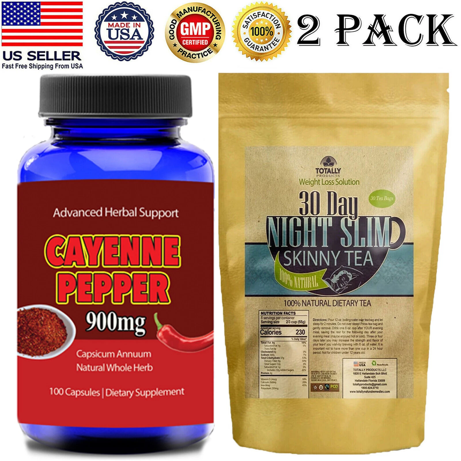 Cayenne Pepper Weight Loss Capsules Supplements Night Slim Tea Fat Burn Tea Bags