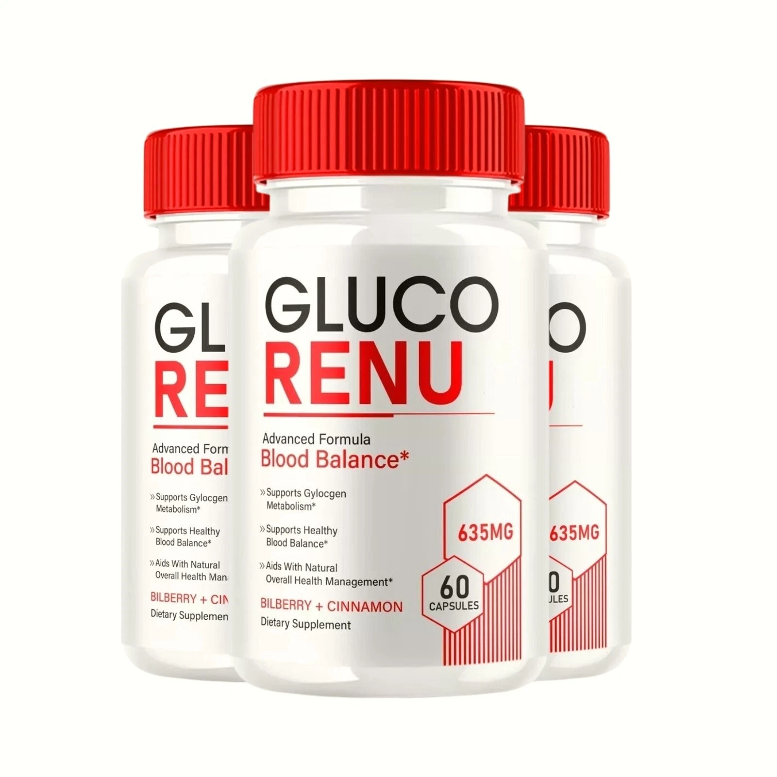3-Pack Gluco Renu, Glyco Optimizer Blood Balance GlucoRenu Pills - 180 Capsules