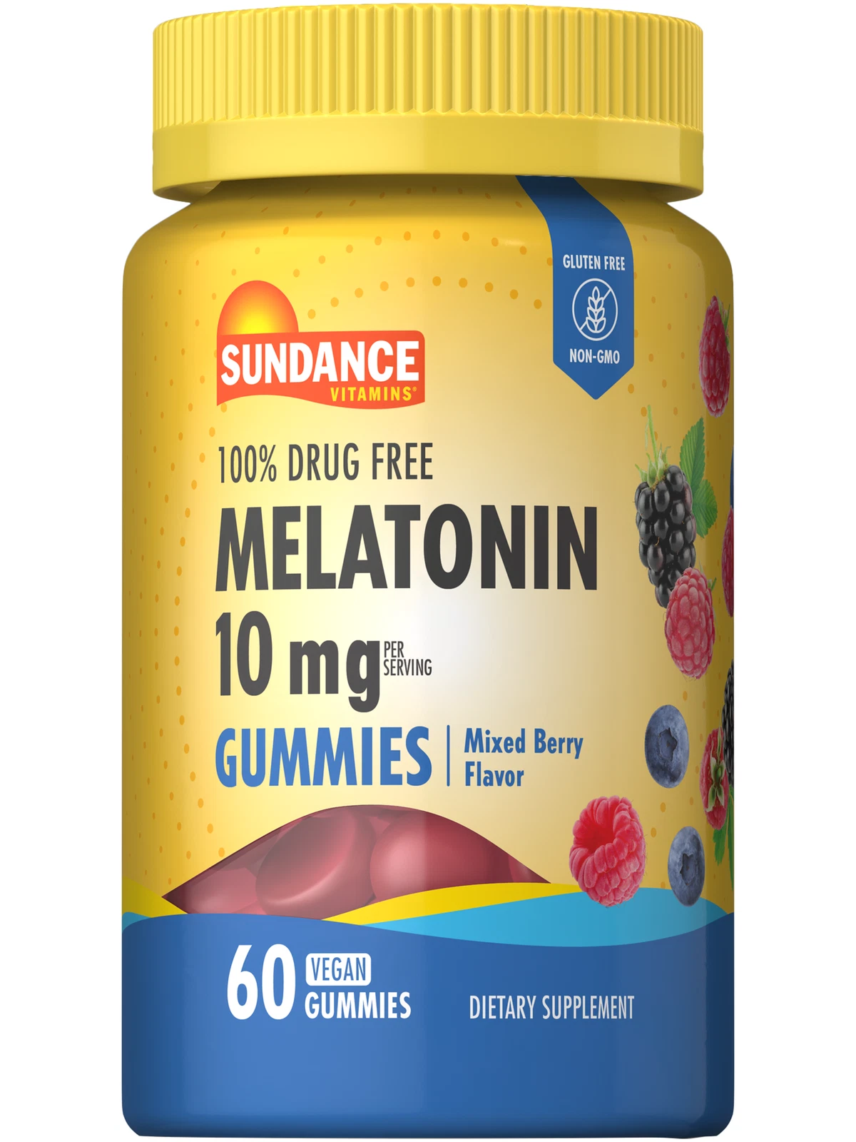 Melatonin 10mg Gummies | 60 Count | Vegan, Mixed Berry Flavor | by Sundance