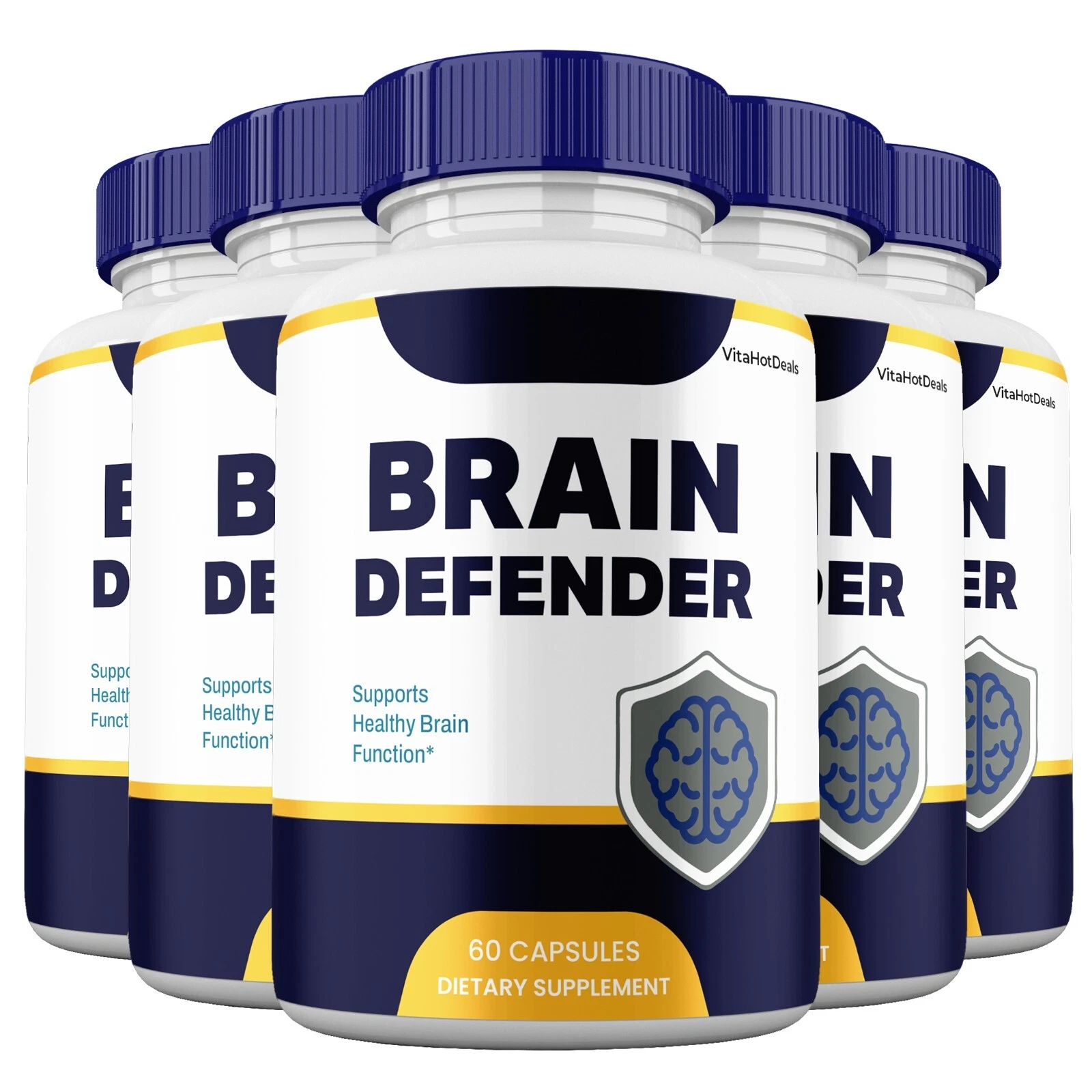 Brain Defender Capsules, Maximum Strength Pills Cognitive and Brain (5 Pack)