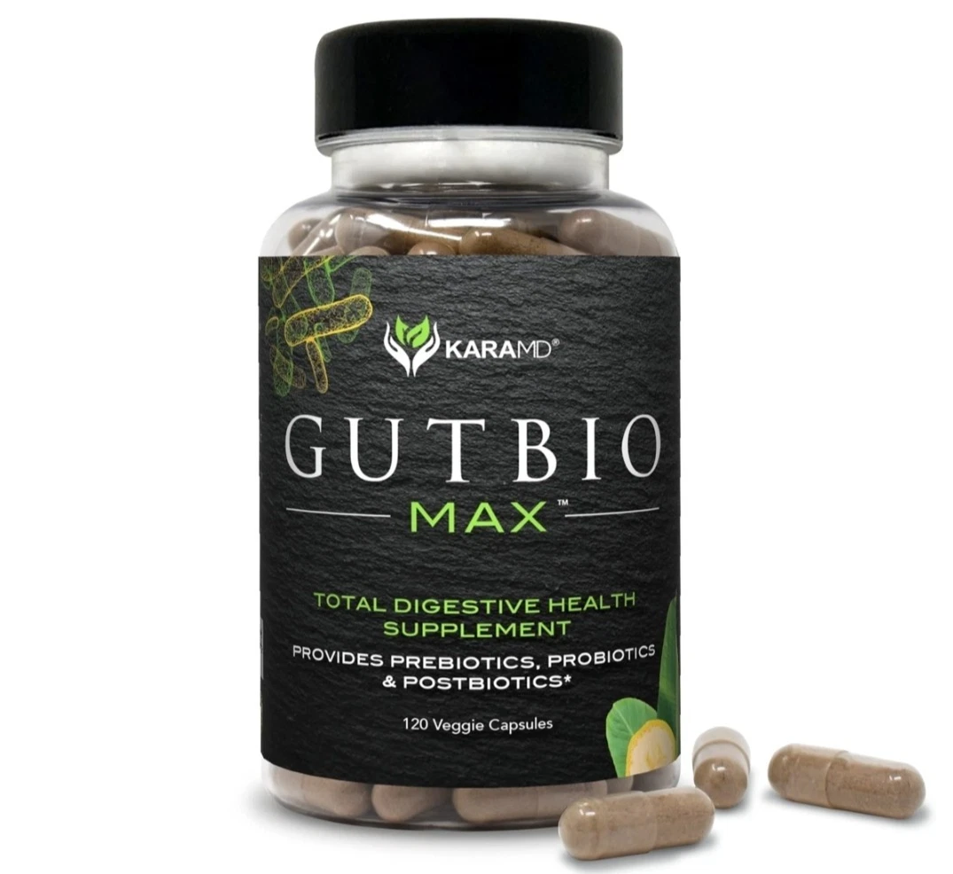 KaraMD GutBio MAX Prebiotics, Probiotics Digestive Health 120 Ct Exp 01/26