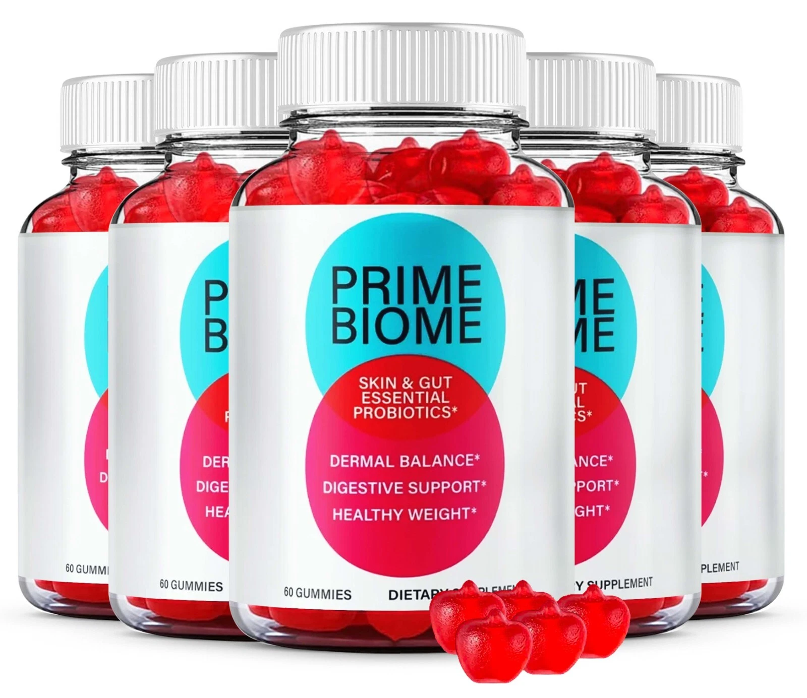 (5 Pack) Prime Biome Gummies, PrimeBiome Supports Gut & Skin Health Gummy