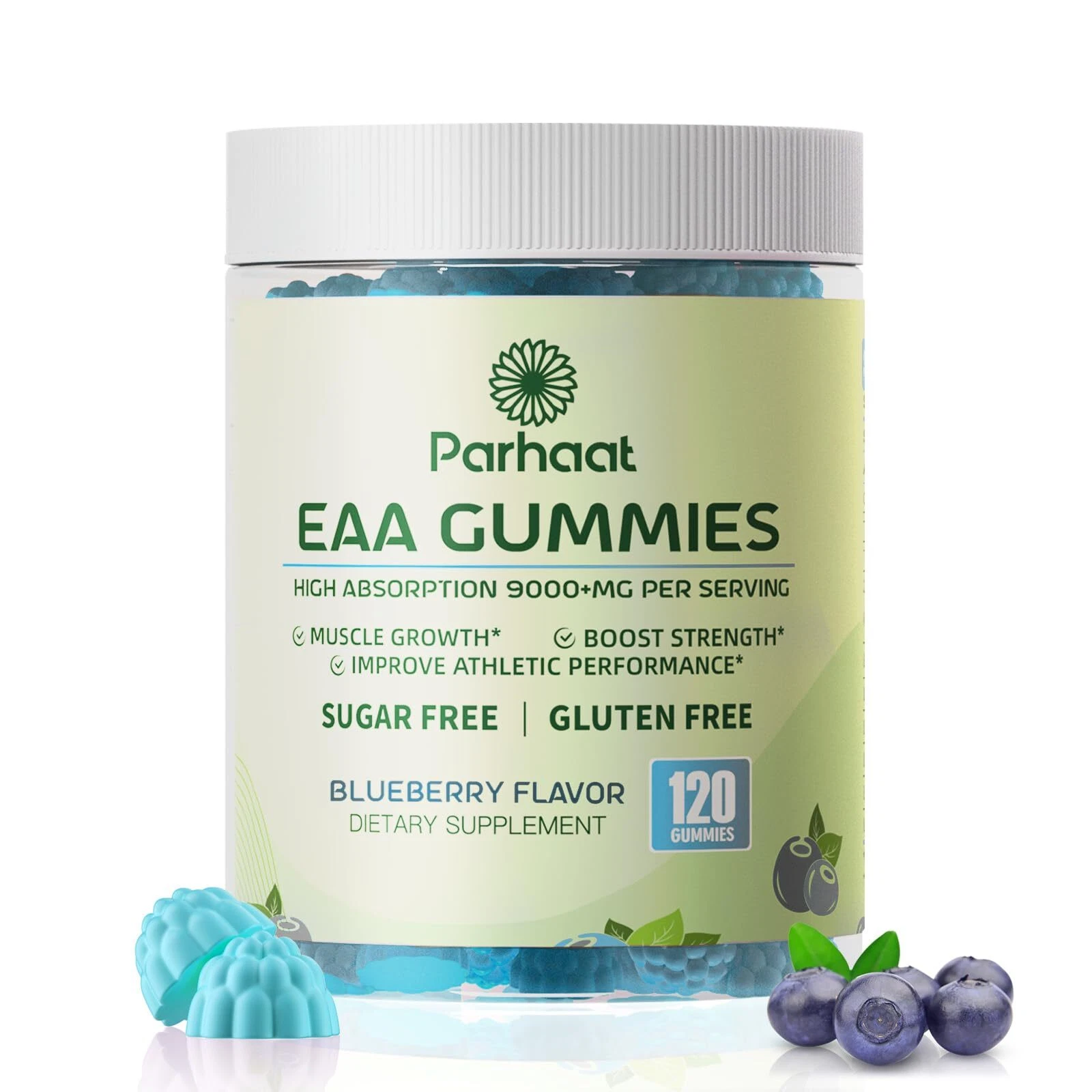 Parhaat EAA Gummies 120 Gummies Blueberry 9000 mg Essential Amino Acids - All...
