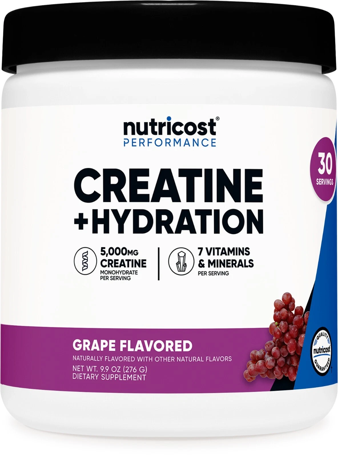 Nutricost Creatine Monohydrate + Hydration Grape Flavored, 30 Servings