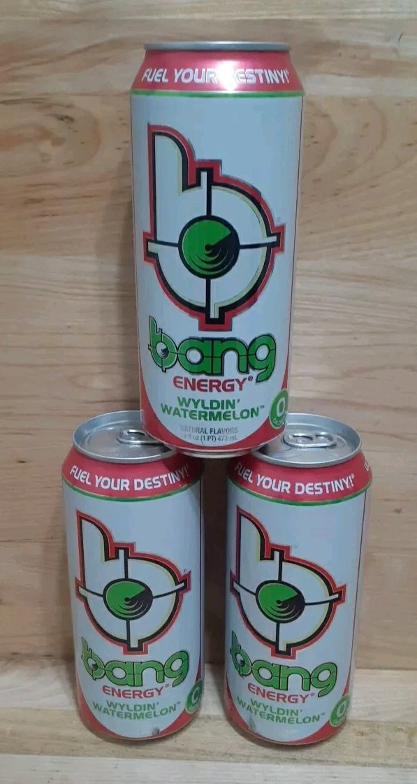 3 CANS: BANG "WYLDIN WATERMELON POTENT BRAIN & BODY FUEL Energy VEGAN COQ10