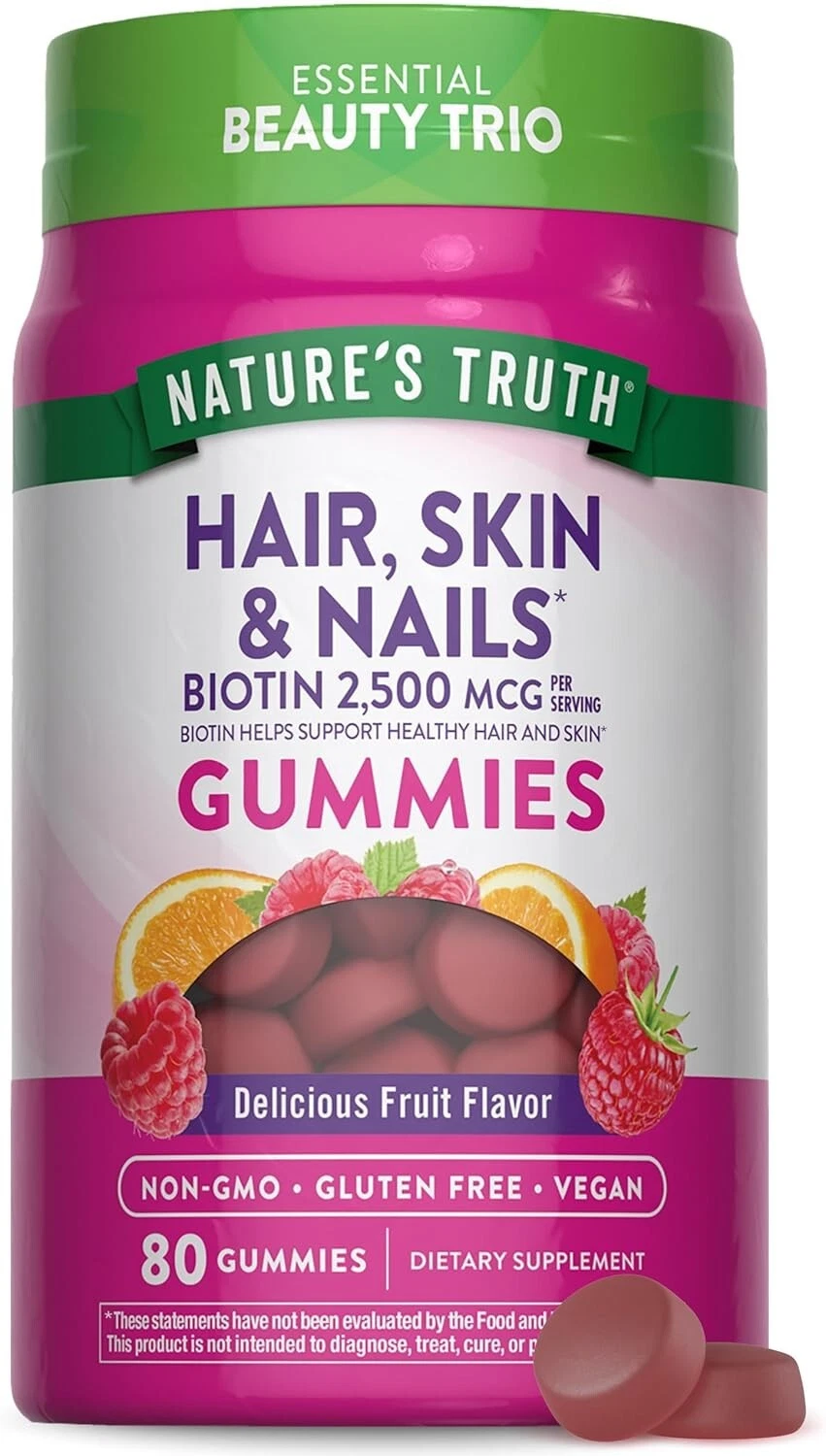 SM Nature's Truth Hair Skin and Nails Gummies 2500mcg of Biotin - 80 Count