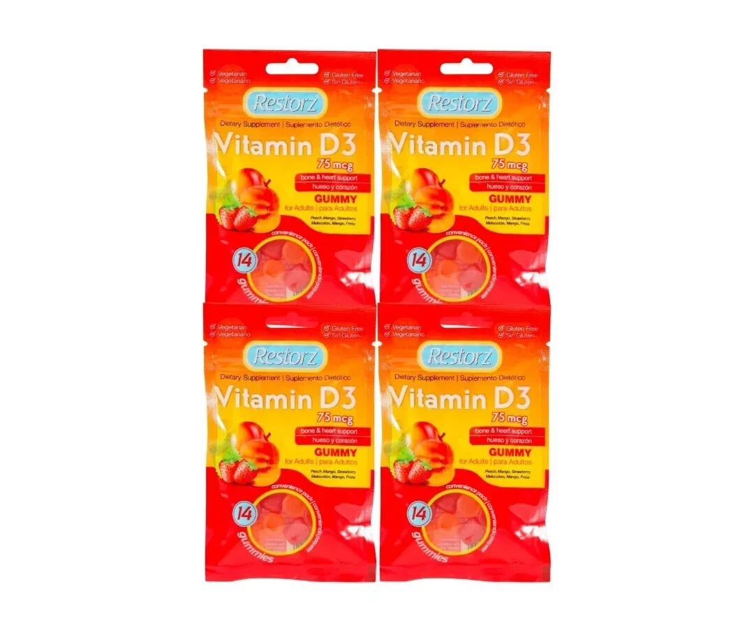 4 X 🔥 🔥 🔥 🔥 Vitamin D3 75 Mcg Gummies