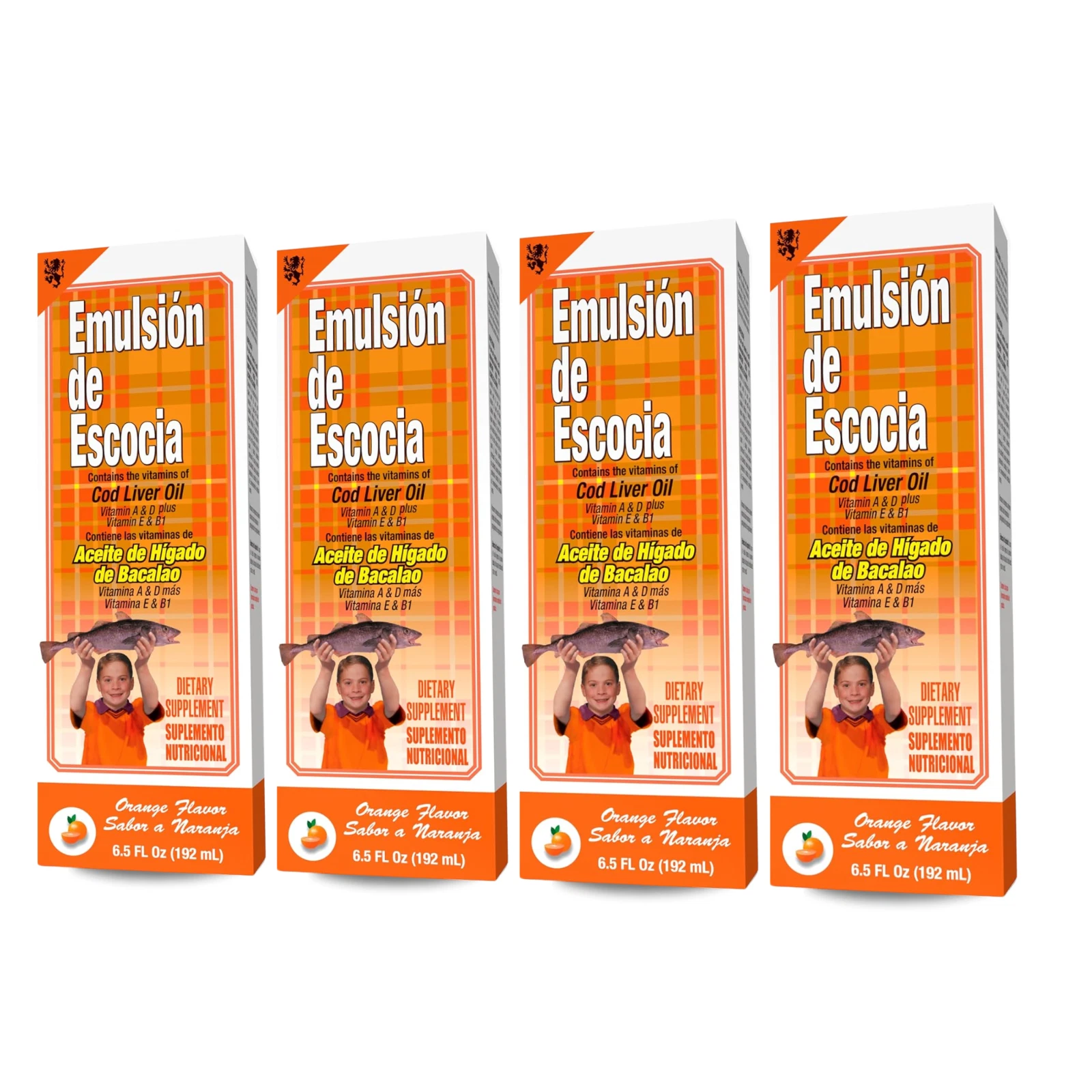 Emulsion de Escocia Cod Liver Oil 6.5 fl oz, Orange Flavor (4-Pack)