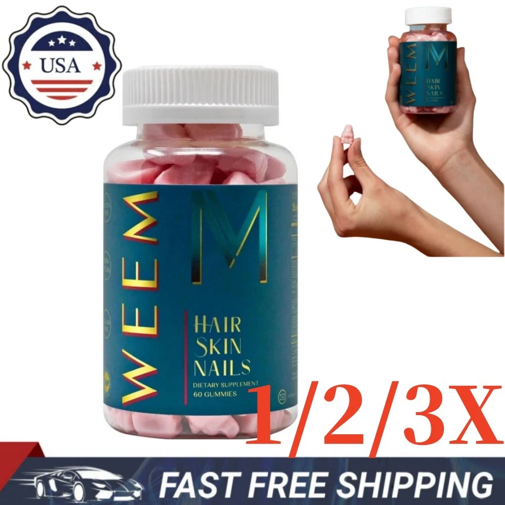 WEEM Hair Skin & Nails Gummies - Support Healthy Thicker Full - Biotin Vitamins