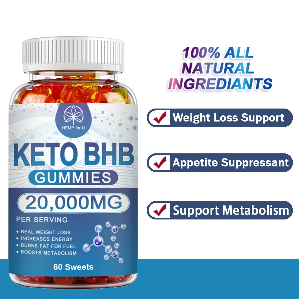 Keto BHB Gummies 2000MG Apple Cider Vinegar ACV Weight Loss Fat Burner 60 Gummy