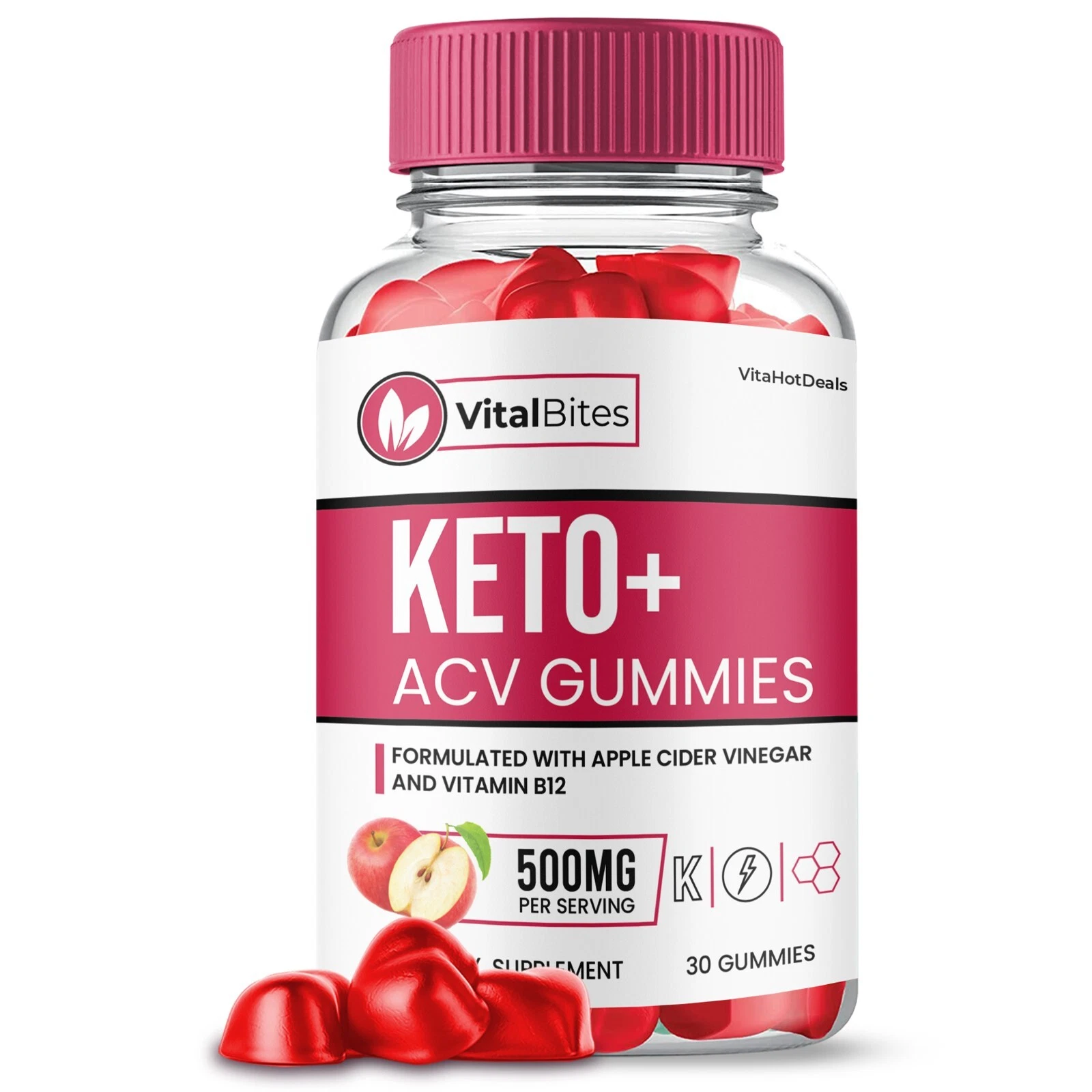 Vital Bites ACV Gummies, Max Strength Formula For Men and Women (1 Pack)