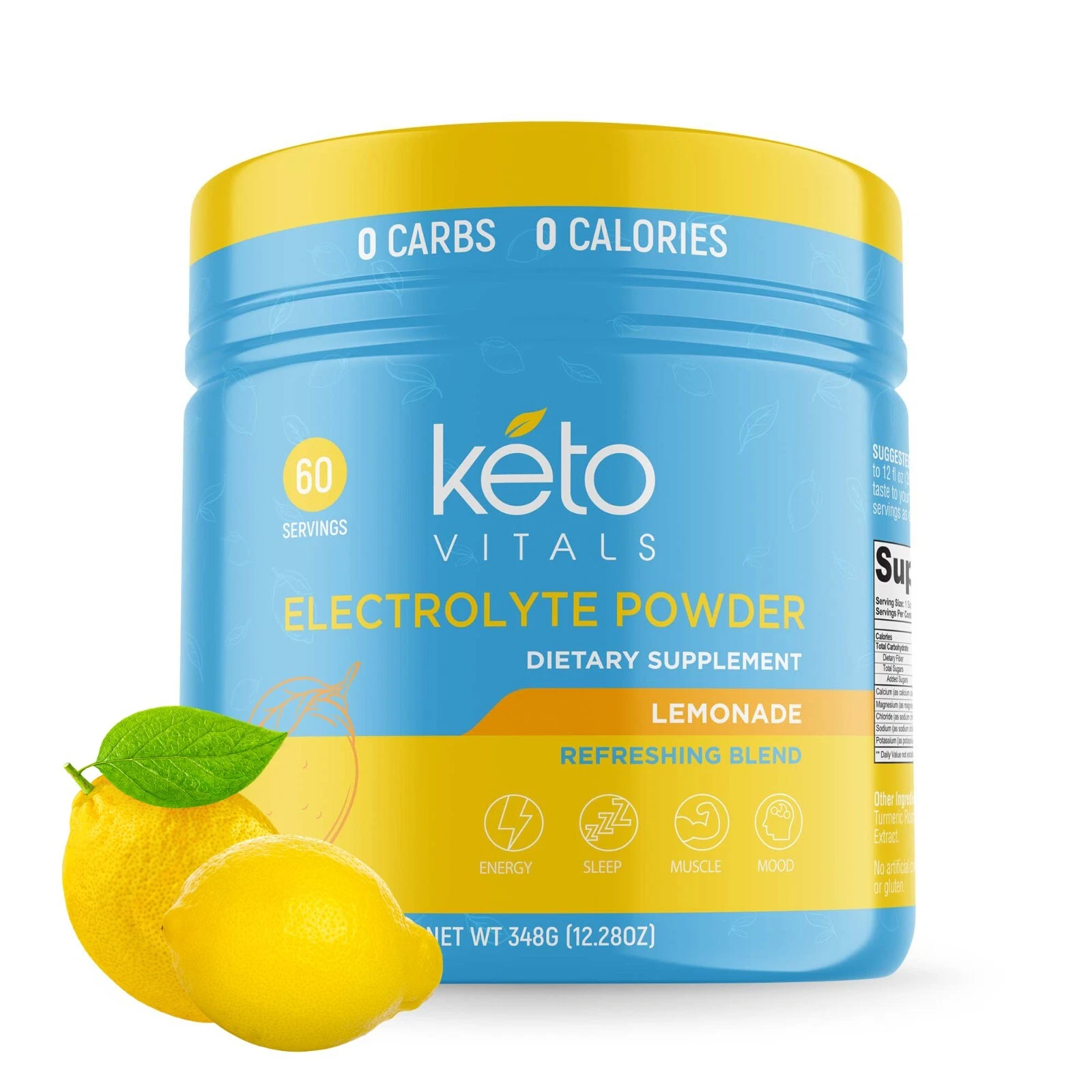 Keto Vitals Electrolyte Powder Supplement Energy Drink Mix Tub Lemonade