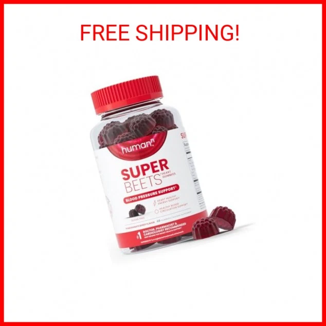 SuperBeets Heart Gummies – Sugar-Free, Grape Seed & Beet Root, 60 Ct, Pomegrana