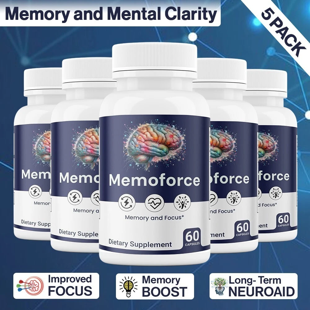 (5 Pack) MemoForce Memory Capsules, Supplement for Brain Support (300 Capsules)