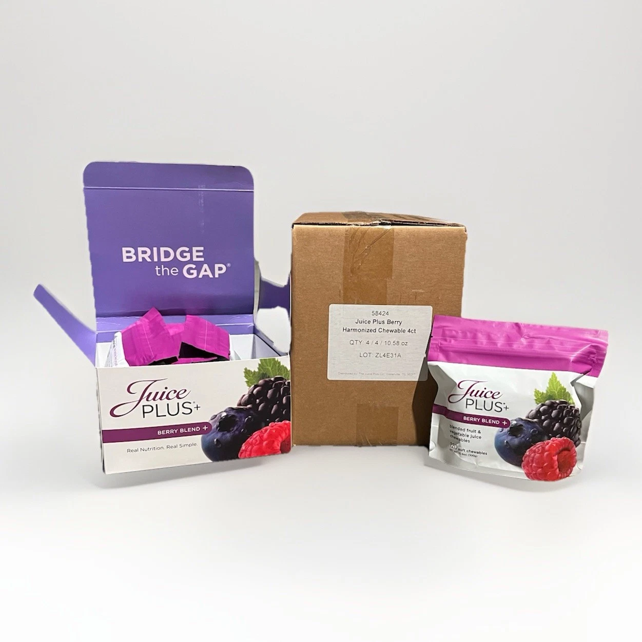 16 Pack! Box of Juice Plus+ Gummies Berry Blend 60 Ct Each (4x4=16 Pouches)