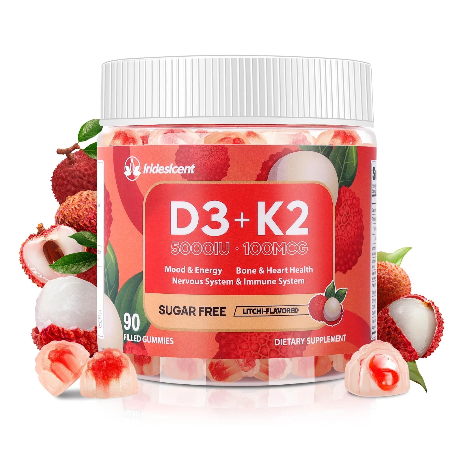 Vitamin D3 K2 Gummies w/Magnesium Sugar Free - 90 Count | D3 Vitamin 5000 IU ...