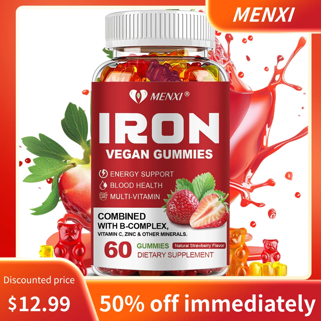 Iron Gummies - with Vitamin C - Energy and Immune Support Hemoglobin Production
