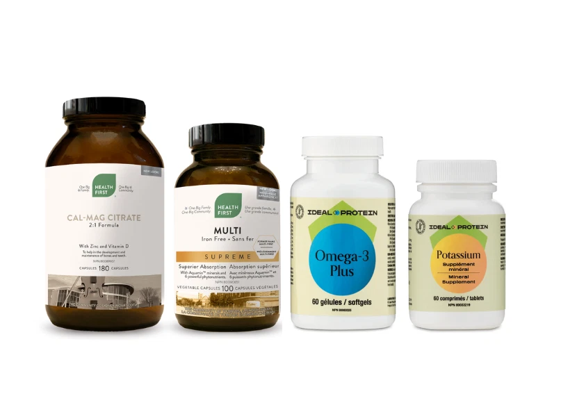 IDEAL PROTEIN/ HEALTH FIRST : Super pack Multi/Calmag/Potassium/Omega3 Plus