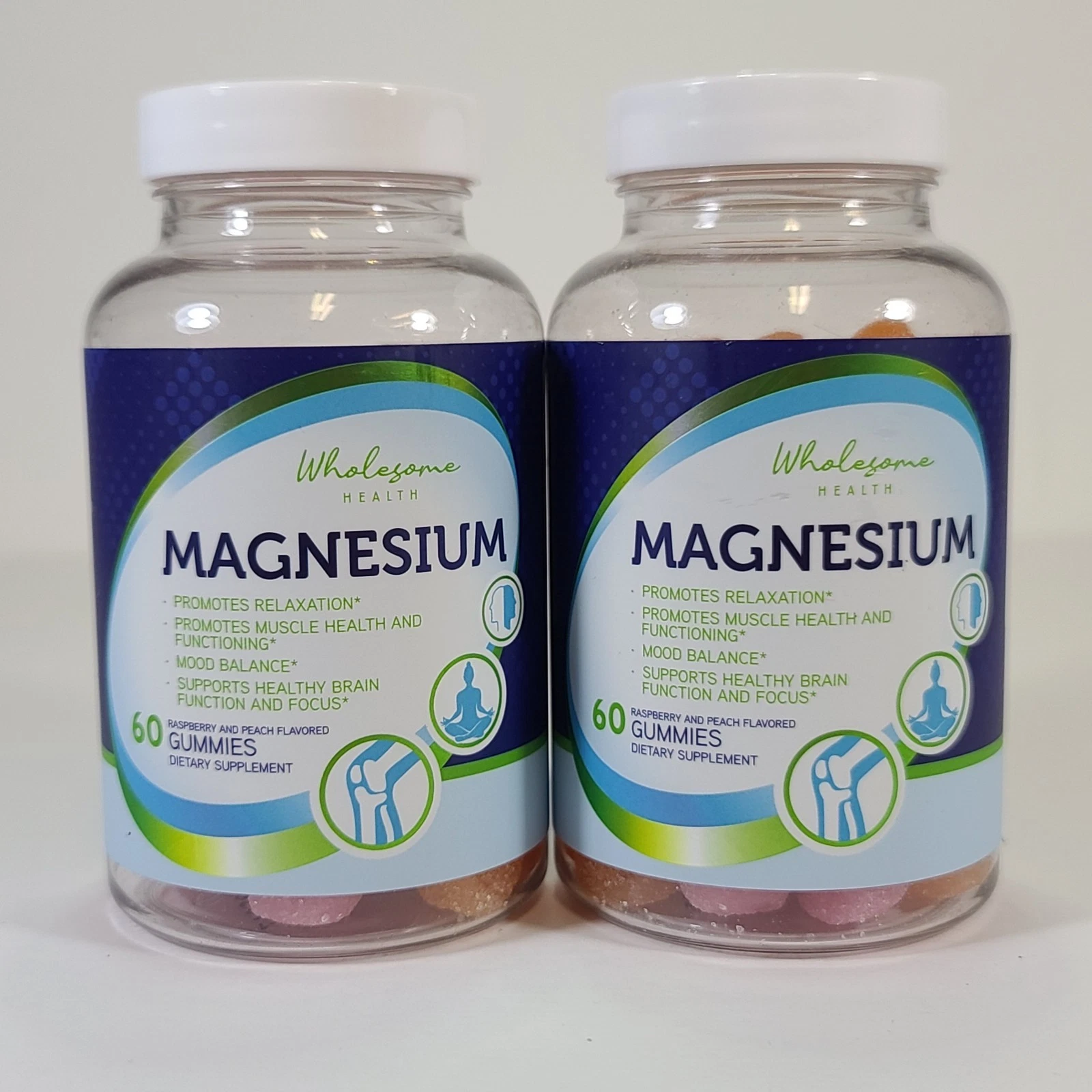 2x Wholesome Health Magnesium Raspberry Peach Brain & Focus 60 Gummies 12/2026