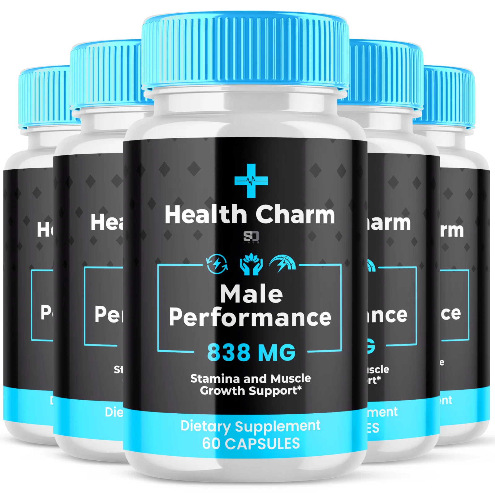 (5 Pack) Health Charm Male Pills - Maximize Energy, Vitality & Stamina 300 Pills