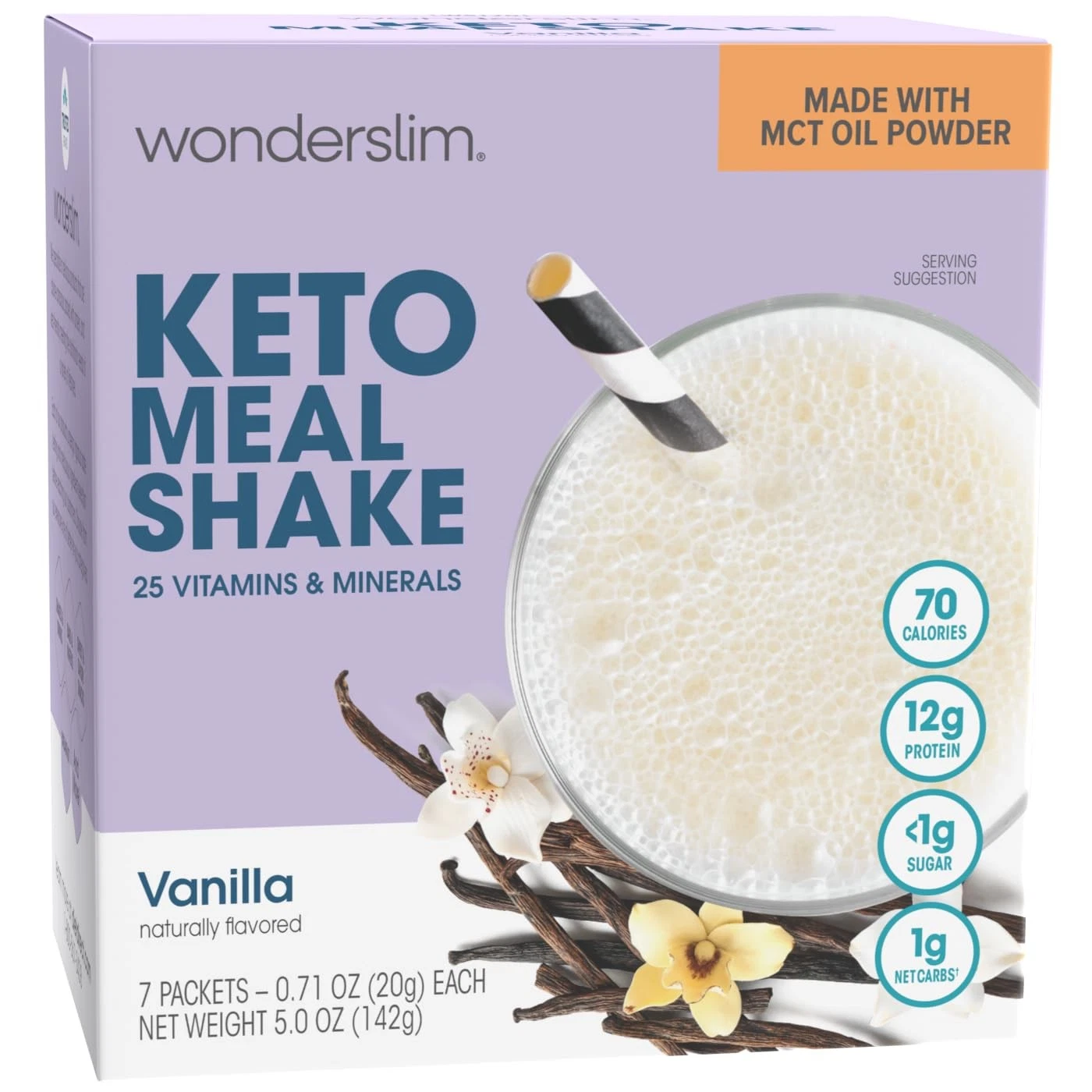Keto Meal Replacement Shake, Vanilla, Low Carb, C8 Mcts, 12g Protein, Collagen,