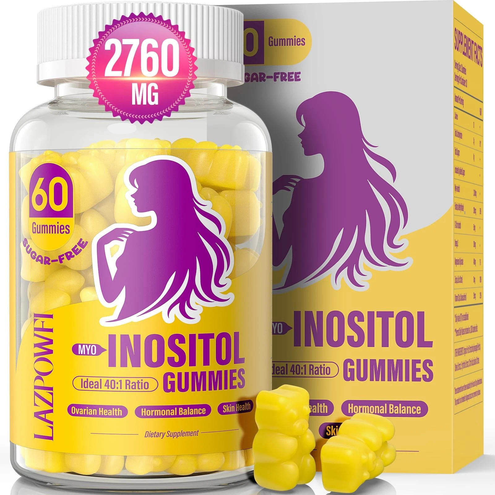 Myo-Inositol & D-Chiro Inositol,Inositol Gummies with Vitamin D3, Magnesium G...