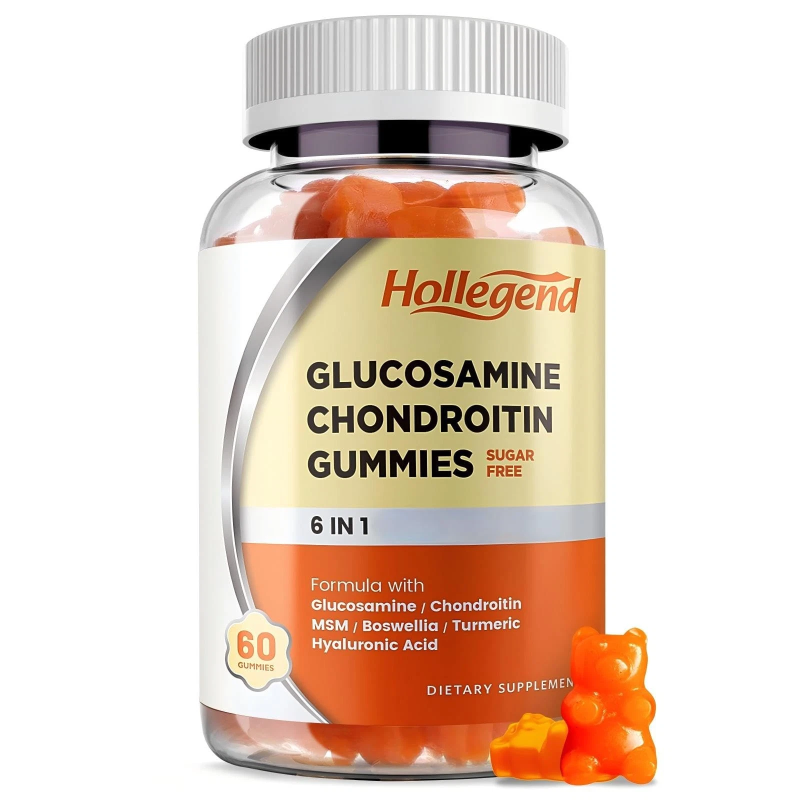 HOLLEGEND Glucosamine Chondroitin Gummies Sugar Free, Joint Support Gummies Supp