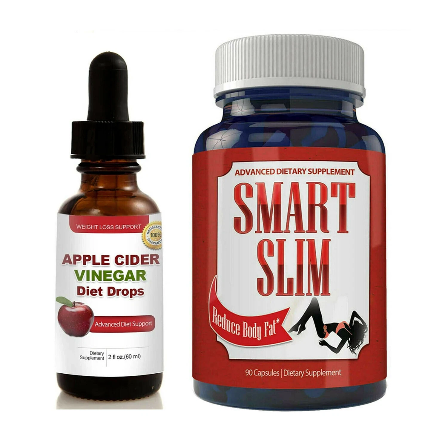 Apple Cider Vinegar Diet Drops & Smart Slim Body Fat Burn Weight Loss Capsules