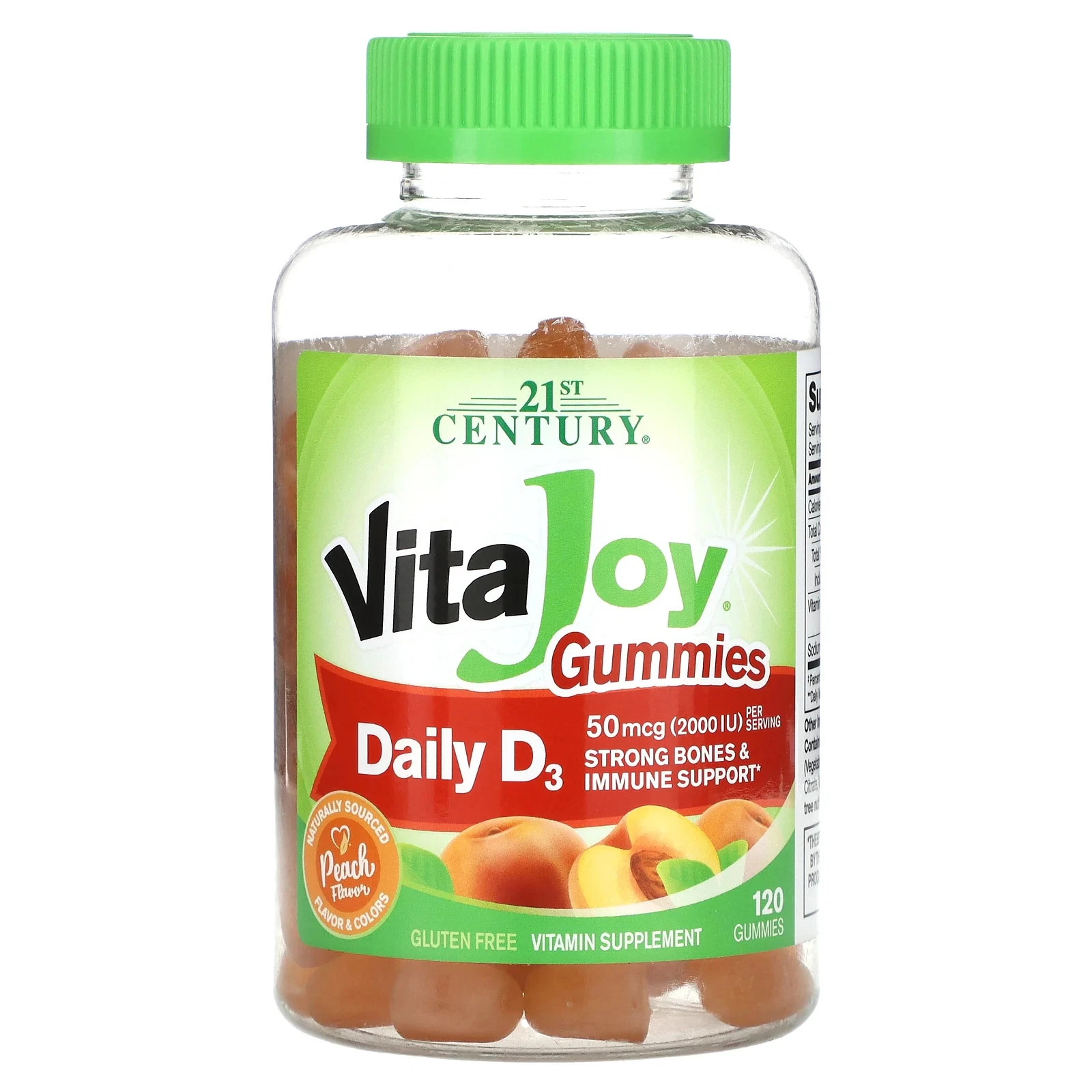 VitaJoy® Daily D3 Gummies, Peach, 120 Gummies (25 mcg (1,000 IU) per Gummy)