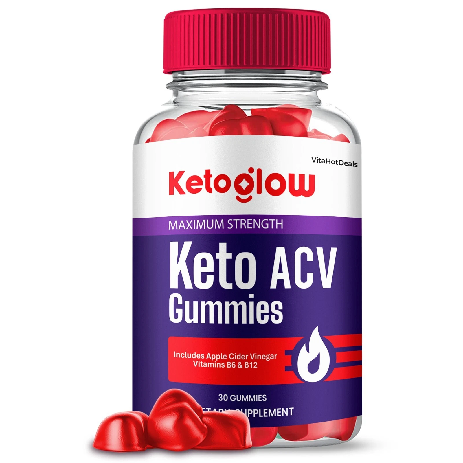 Keto Glow Keto ACV Gummies, Max Strength Supplement, KetoGlow Gummies (1 pack)