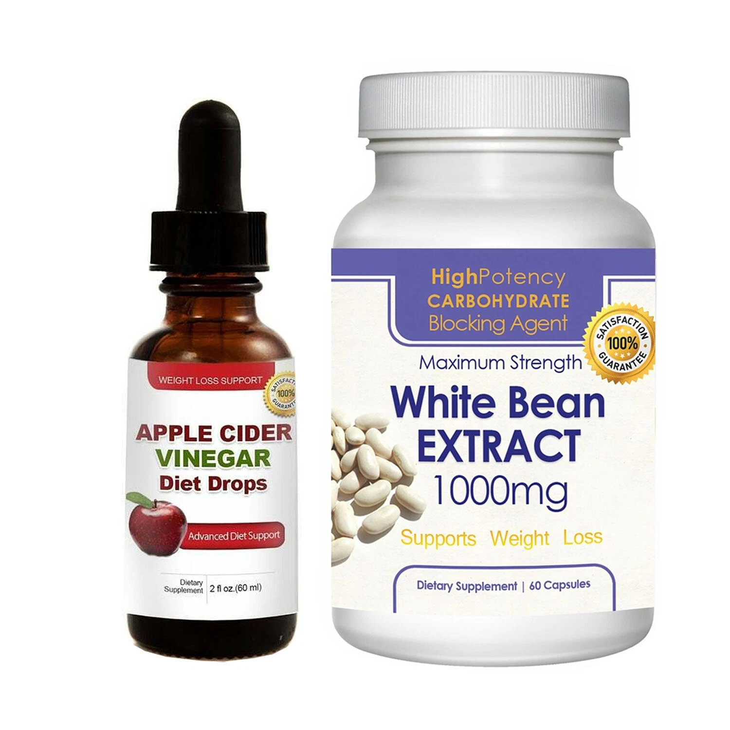 Apple Cider Vinegar Drops & White Kidney Bean Extract Weight Loss Capsules Combo