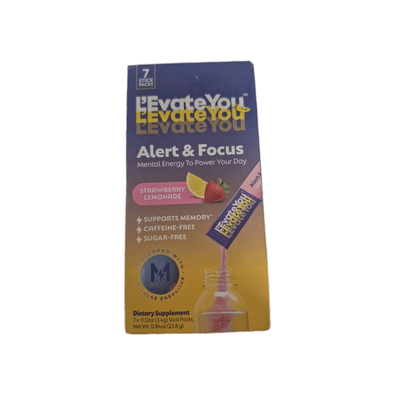 L’Evate You ~ Alert & Focus STRAWBERRY LEMONADE- 7 Ct Memory Support EXP: 10/25