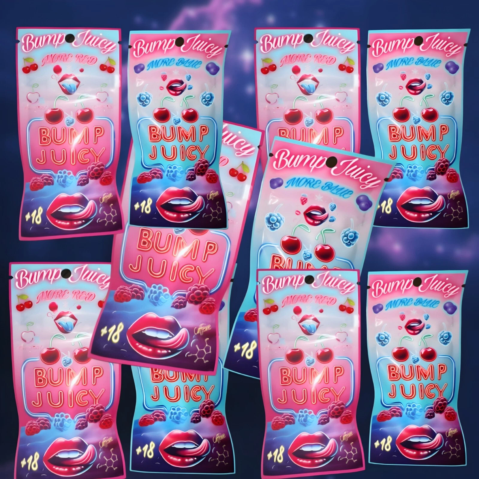 BUMP JUICY More Red & More Blue! (200mg Of Caffeine Per Vial)×5 + DONATION