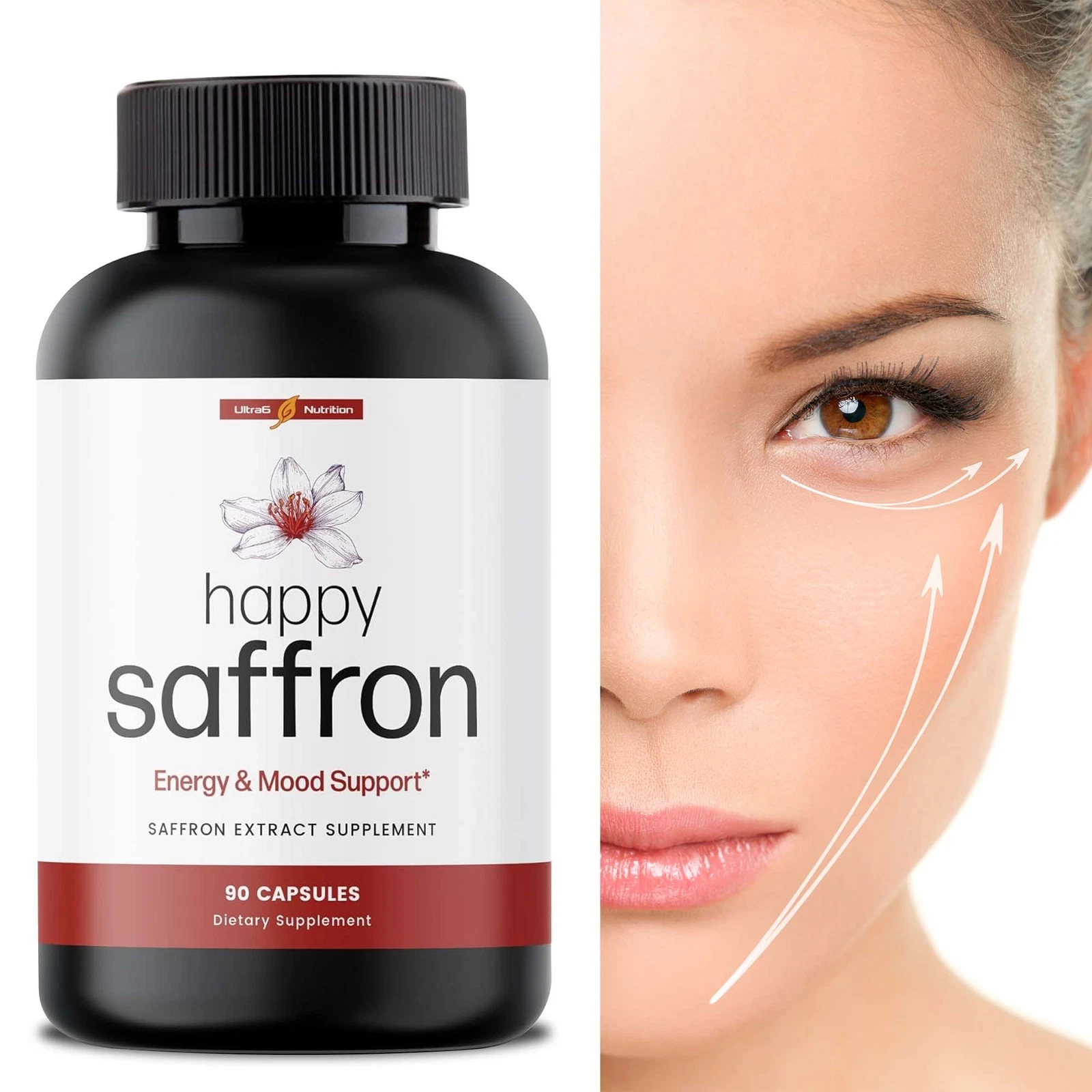 Ultra6 Nutrition Happy Saffron - for Eye Health, Mood & Digestive Support