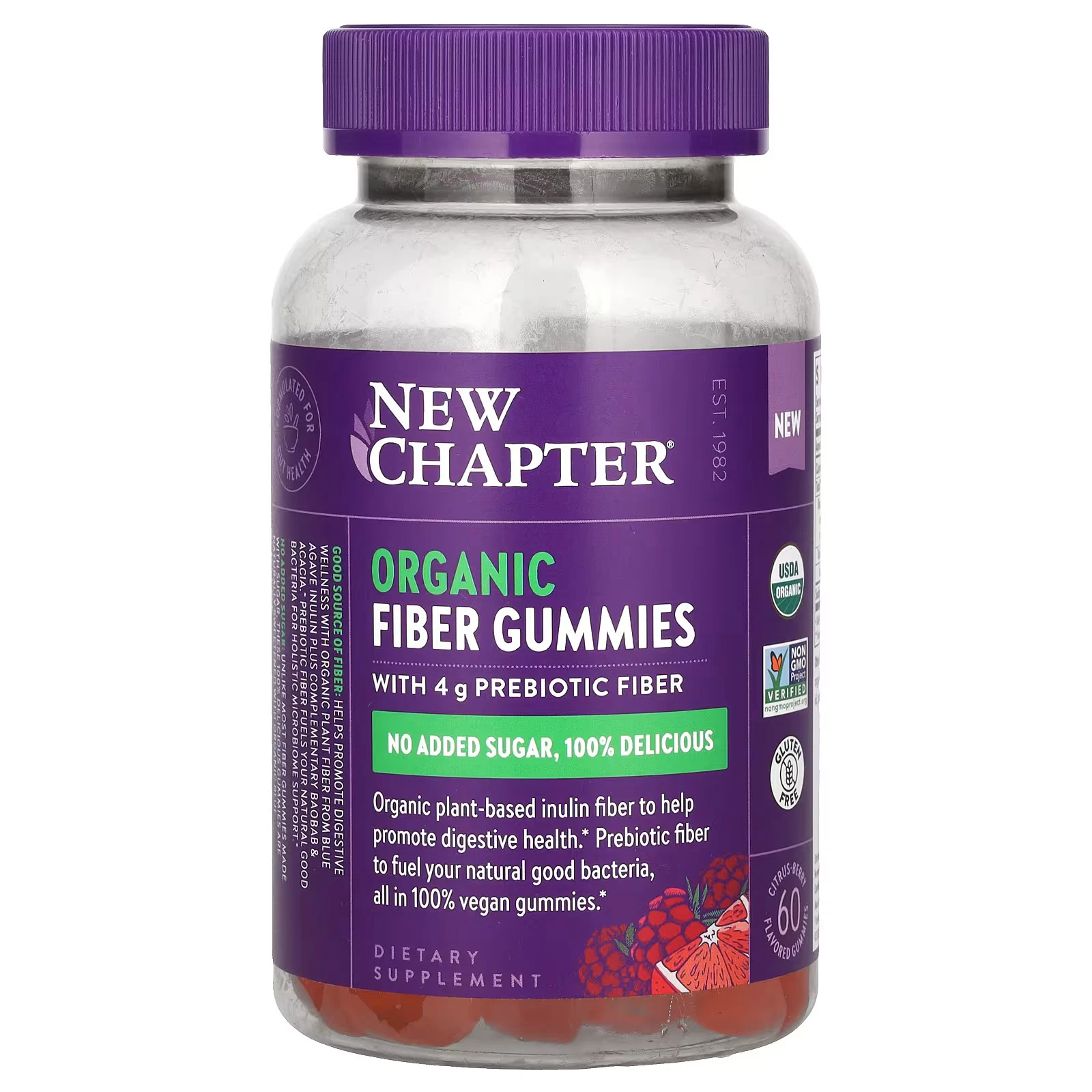 2 X New Chapter, Organic Fiber Gummies, Citrus Berry, 60 Flavored Gummies