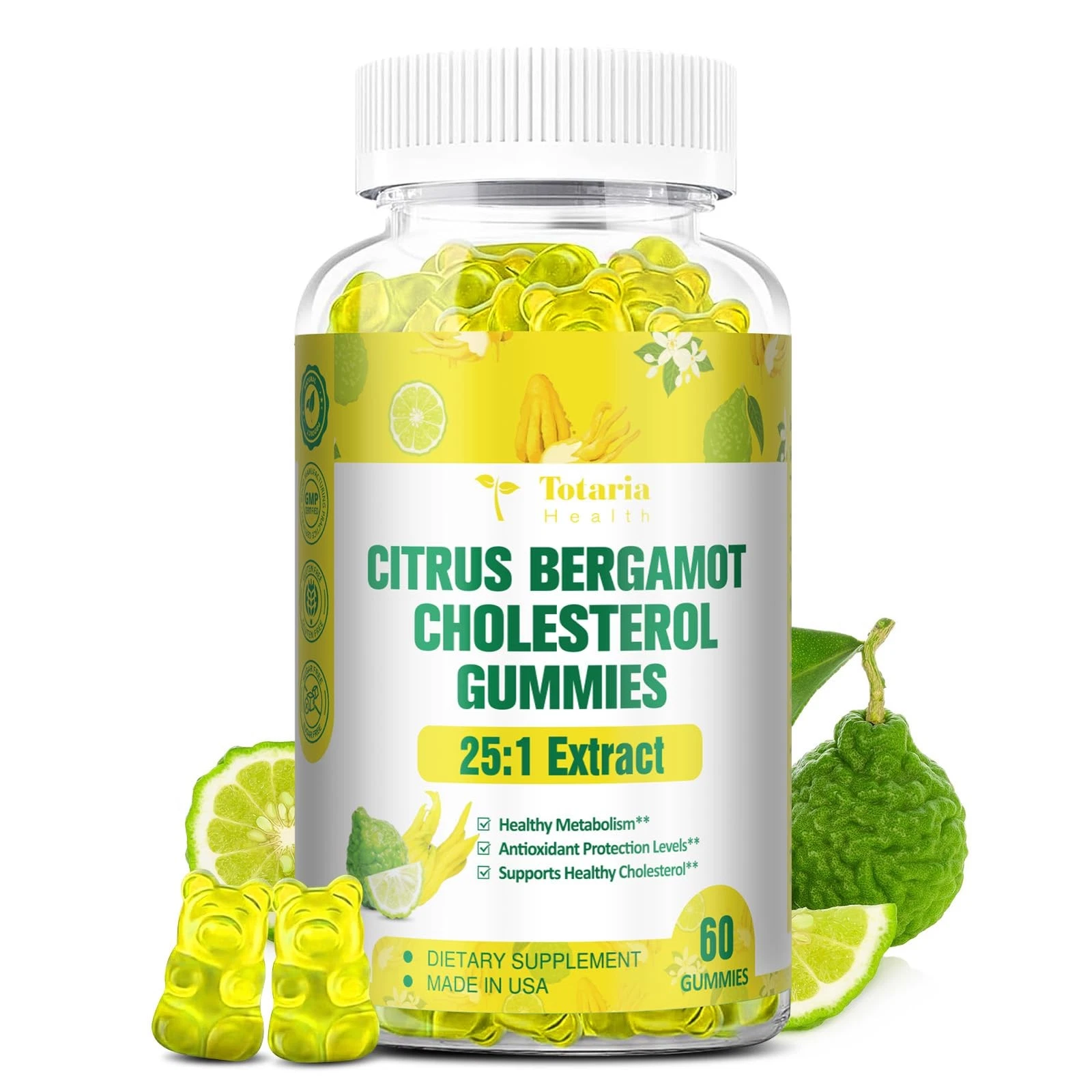 Sugar Free Citrus Bergamot Gummies for Healthy Cholesterol - All Natural Supplem