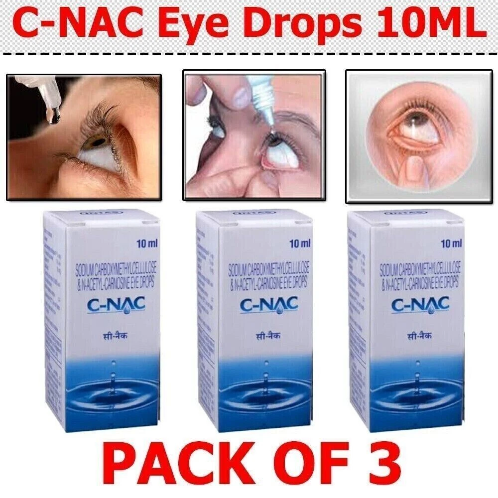(PACK OF 3) C-NAC Eye Drops For Cataract, N-Acetylcarnosine (10ml Each) NAC