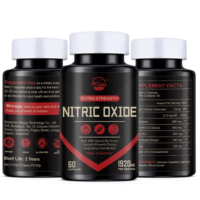 Nitric Oxide Booster Capsules - L-Arginine, L-Citrulline 1920mg Muscle Support